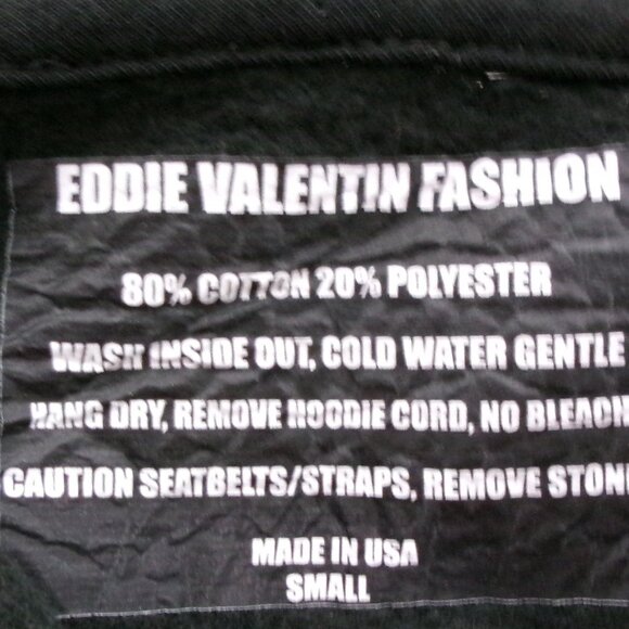 New Eddie Valentin Black Cropped Oversize Sparkly Crystals Studs Heart Hoodie M - Picture 9 of 10